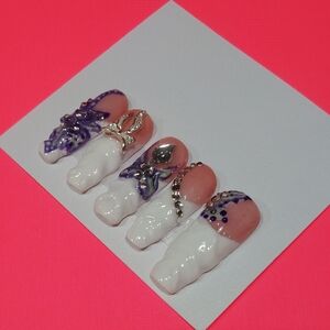 Elegant Purple and Silver Nail Art Set